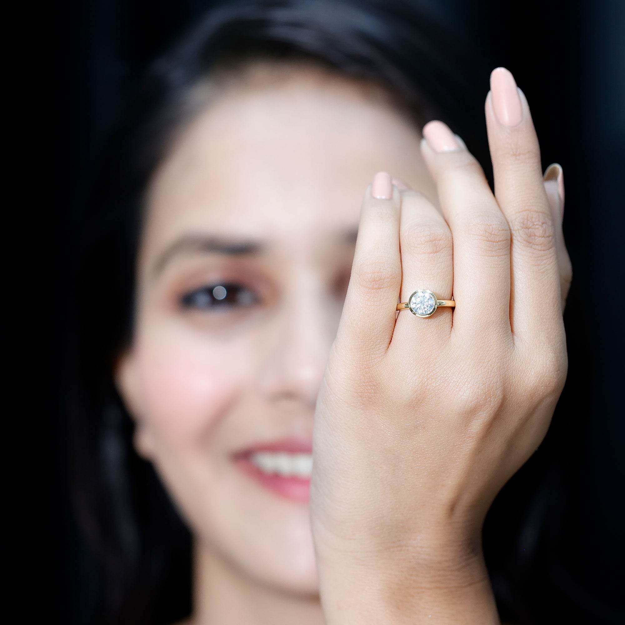 Bezel Set Moissanite Solitaire Ring For Engagement