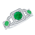 Vintage Style Emerald and Diamond Engagement Ring for Women