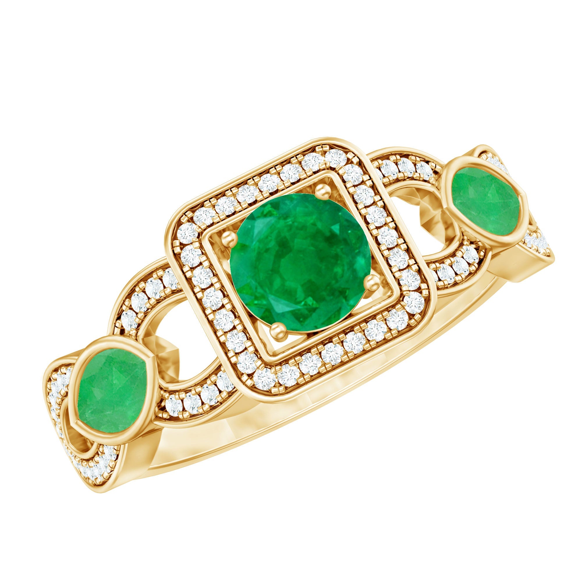 Vintage Style Emerald and Diamond Engagement Ring for Women | Rings | Wiccan Center