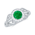 AAA Quality Emerald and Diamond Vintage Inspired Engagement Ring