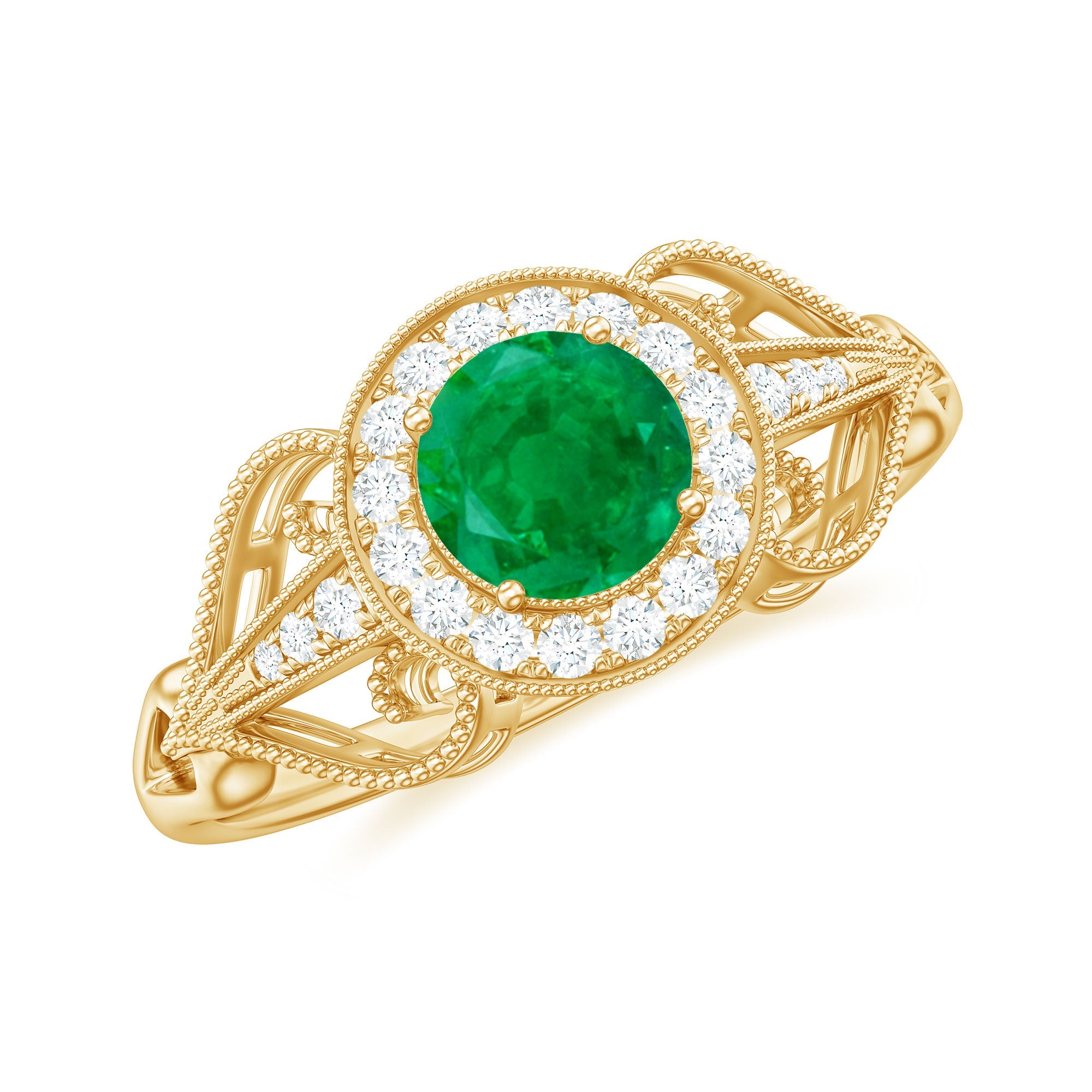 AAA Quality Emerald and Diamond Vintage Inspired Engagement Ring | Rings | Wiccan Center