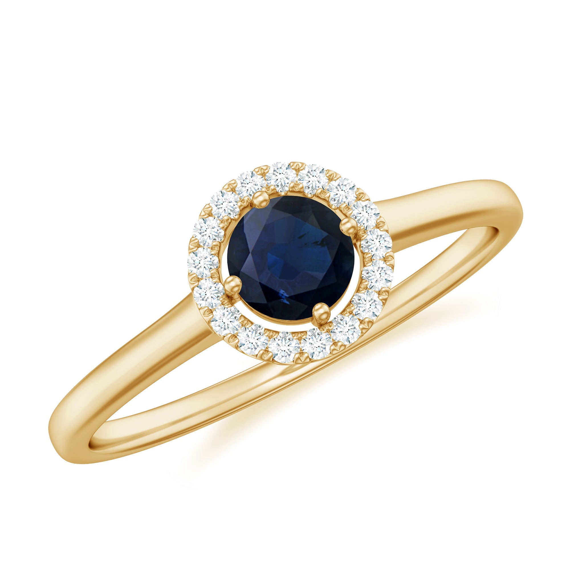 Dainty Blue Sapphire and Diamond Floating Halo Ring | Rings | Wiccan Center
