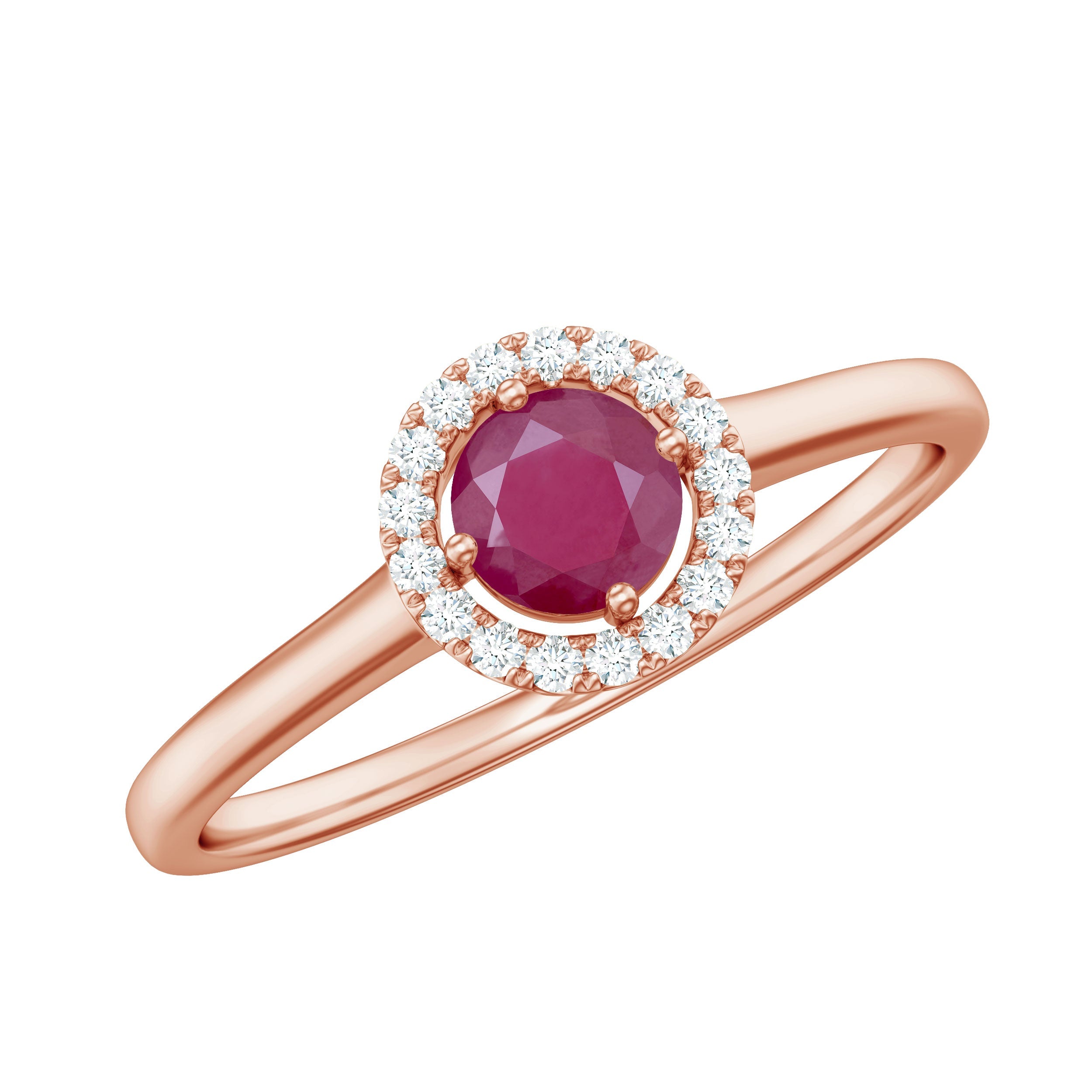 Genuine Ruby Promise Ring with Diamond Halo | Rings | Wiccan Center