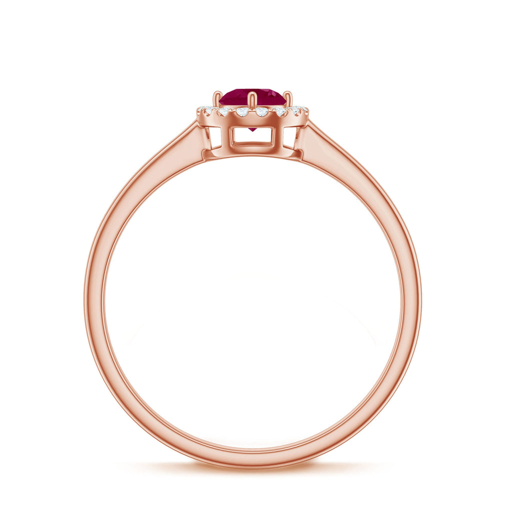 Genuine Ruby Promise Ring with Diamond Halo