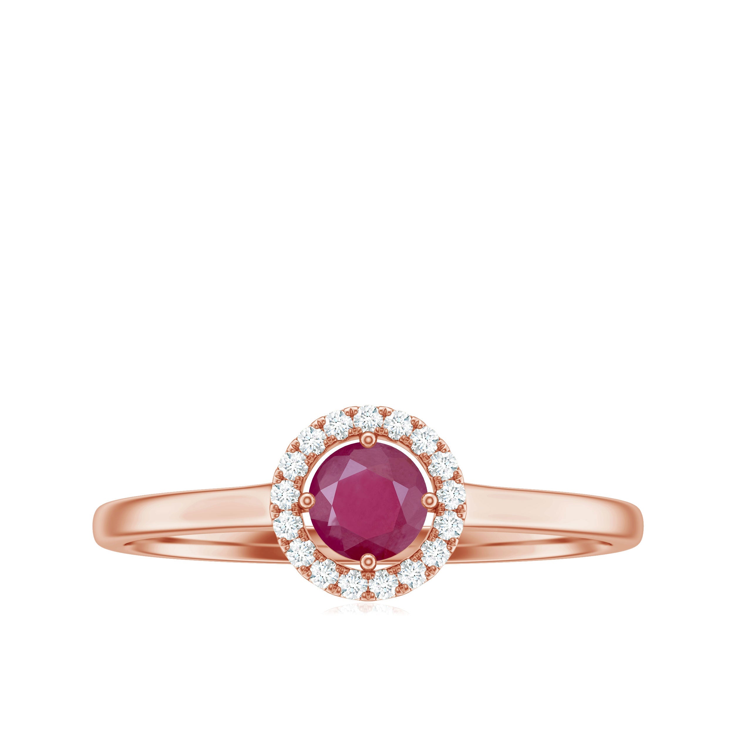 Genuine Ruby Promise Ring with Diamond Halo