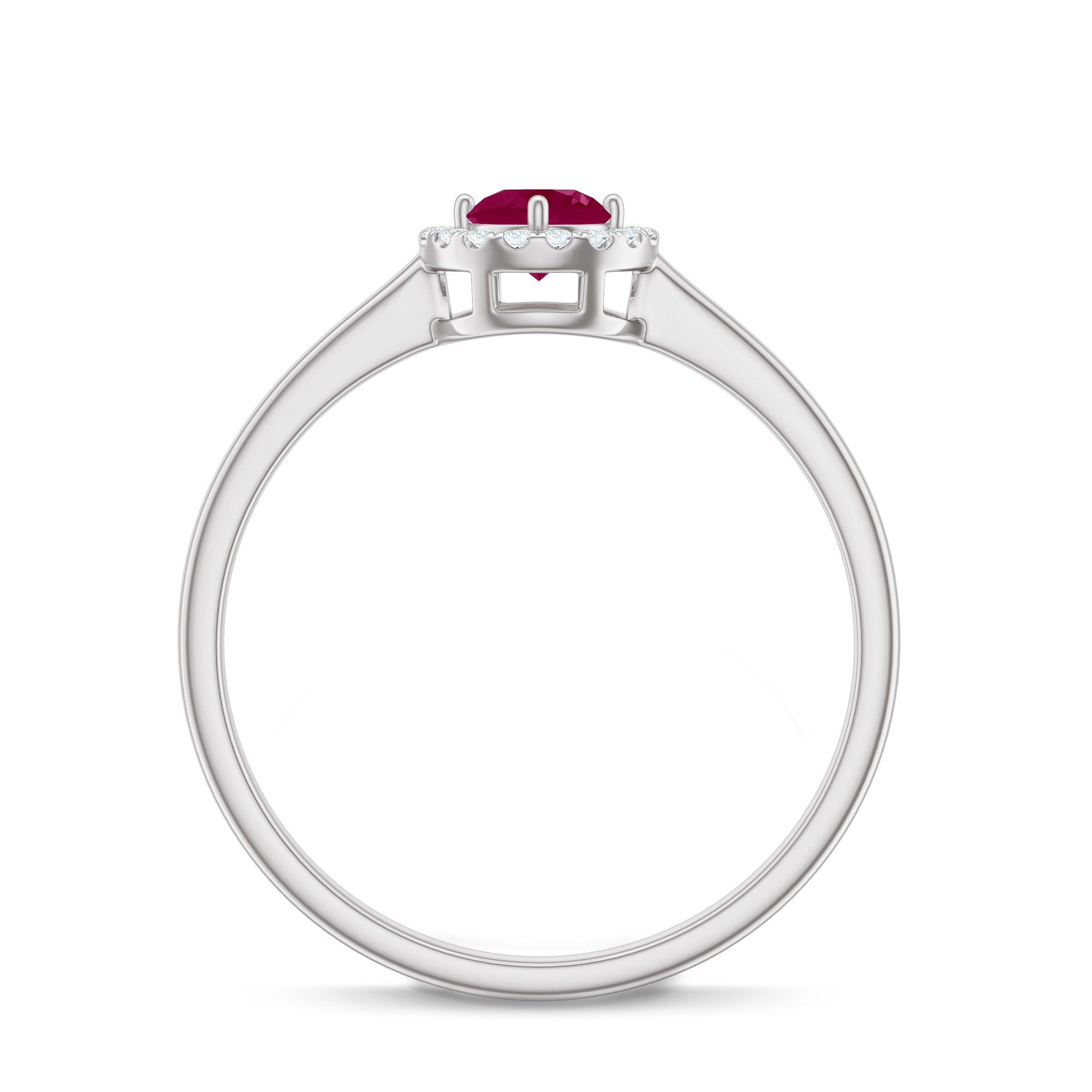 Genuine Ruby Promise Ring with Diamond Halo