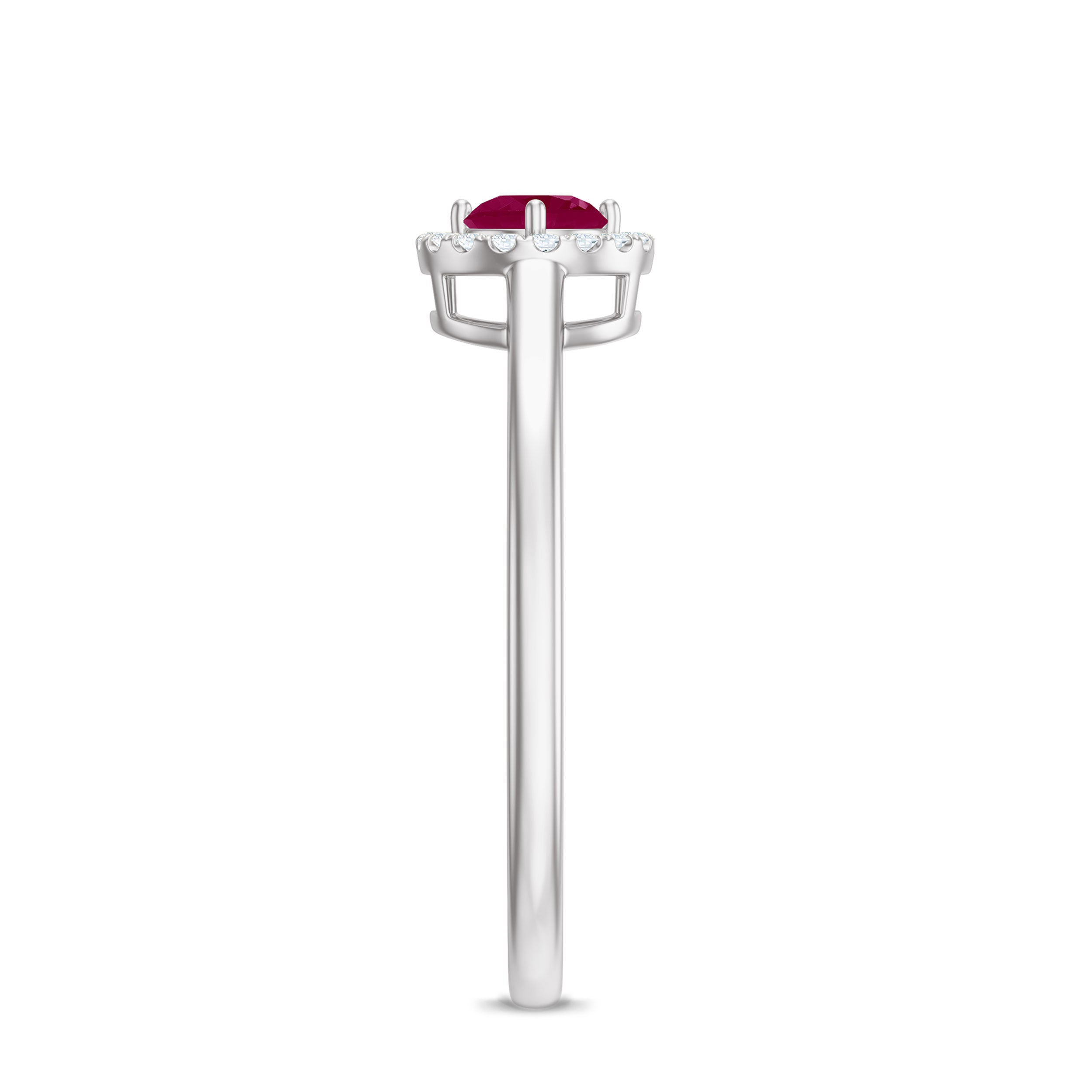 Genuine Ruby Promise Ring with Diamond Halo