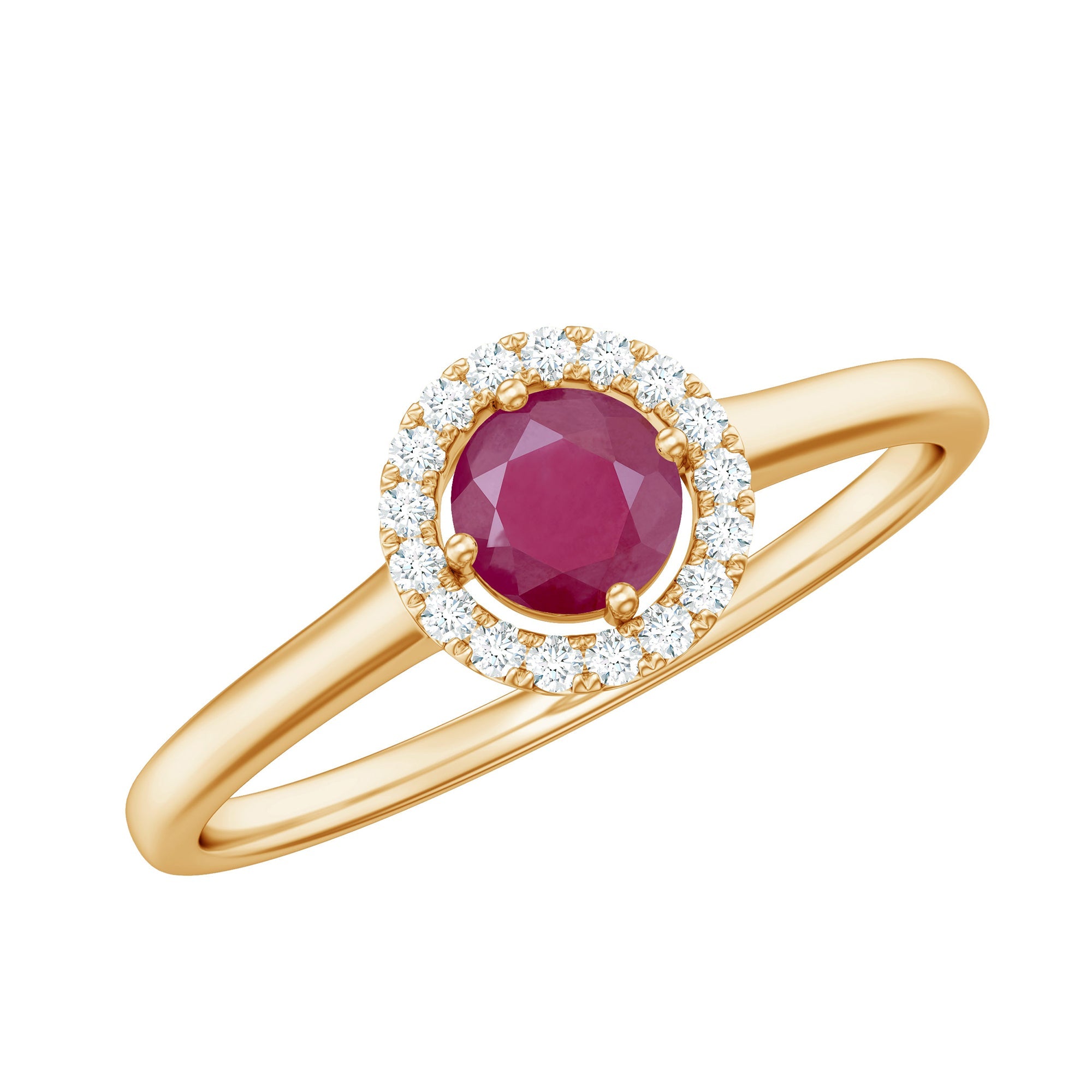 Genuine Ruby Promise Ring with Diamond Halo | Rings | Wiccan Center