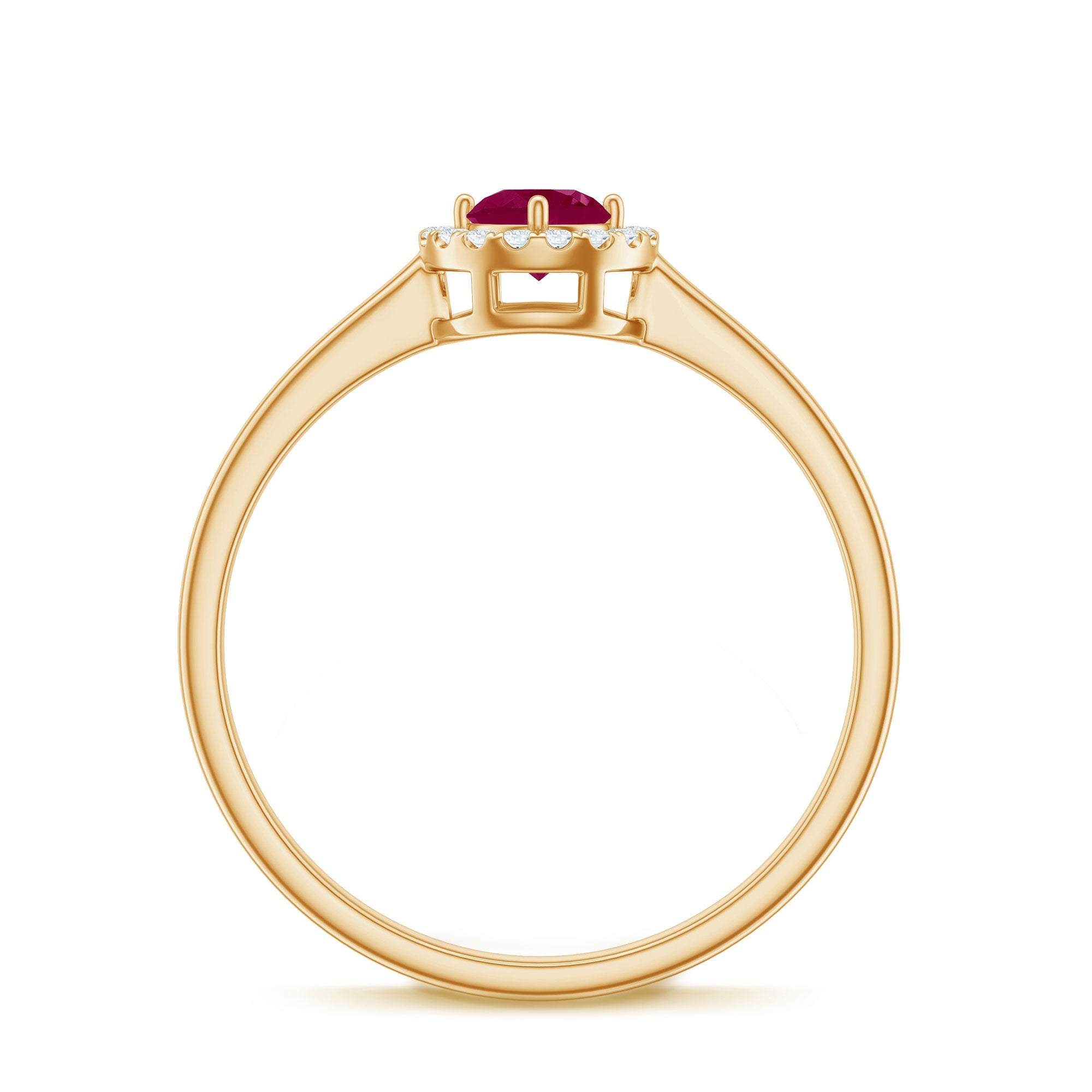 Genuine Ruby Promise Ring with Diamond Halo