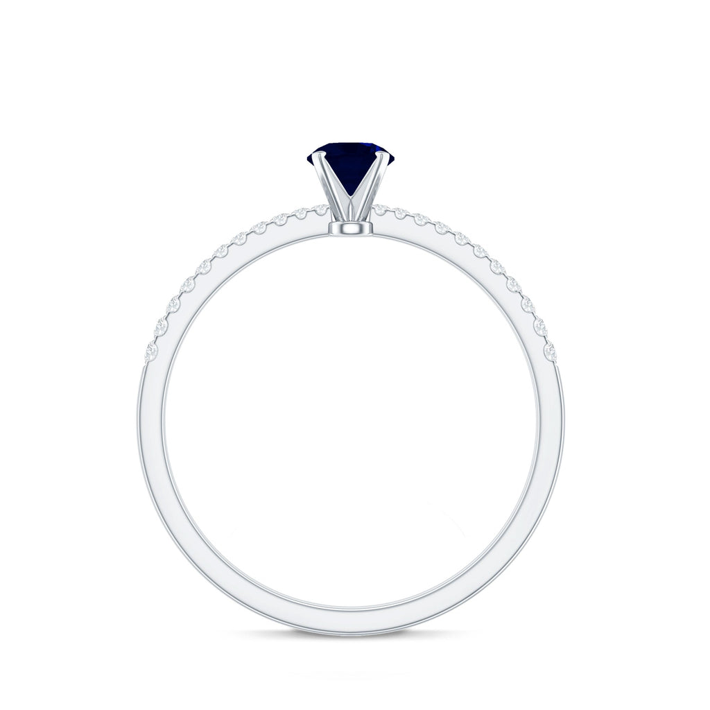 Real 0.9 Carat Blue Sapphire Promise Ring with Diamonds