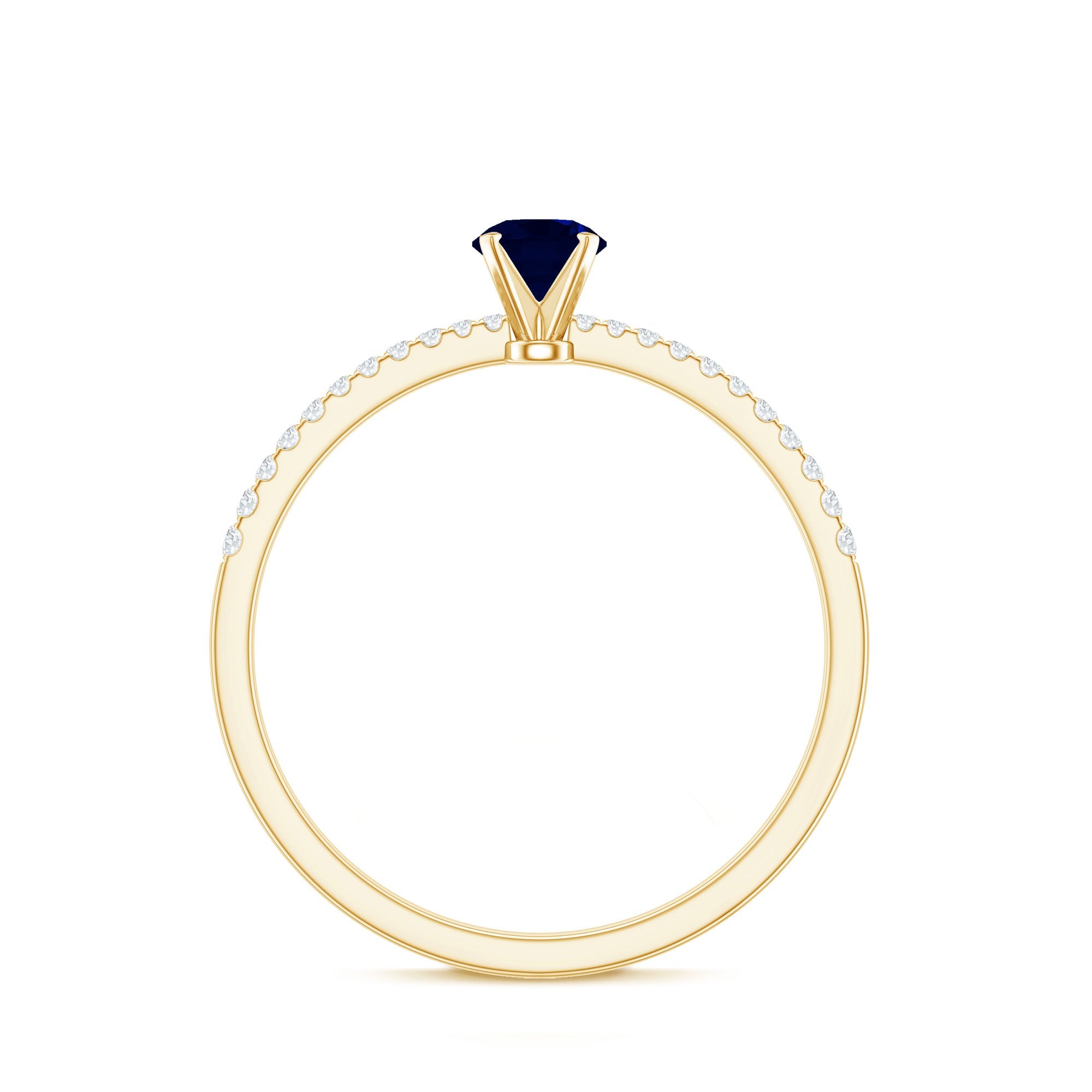 Real 0.9 Carat Blue Sapphire Promise Ring with Diamonds