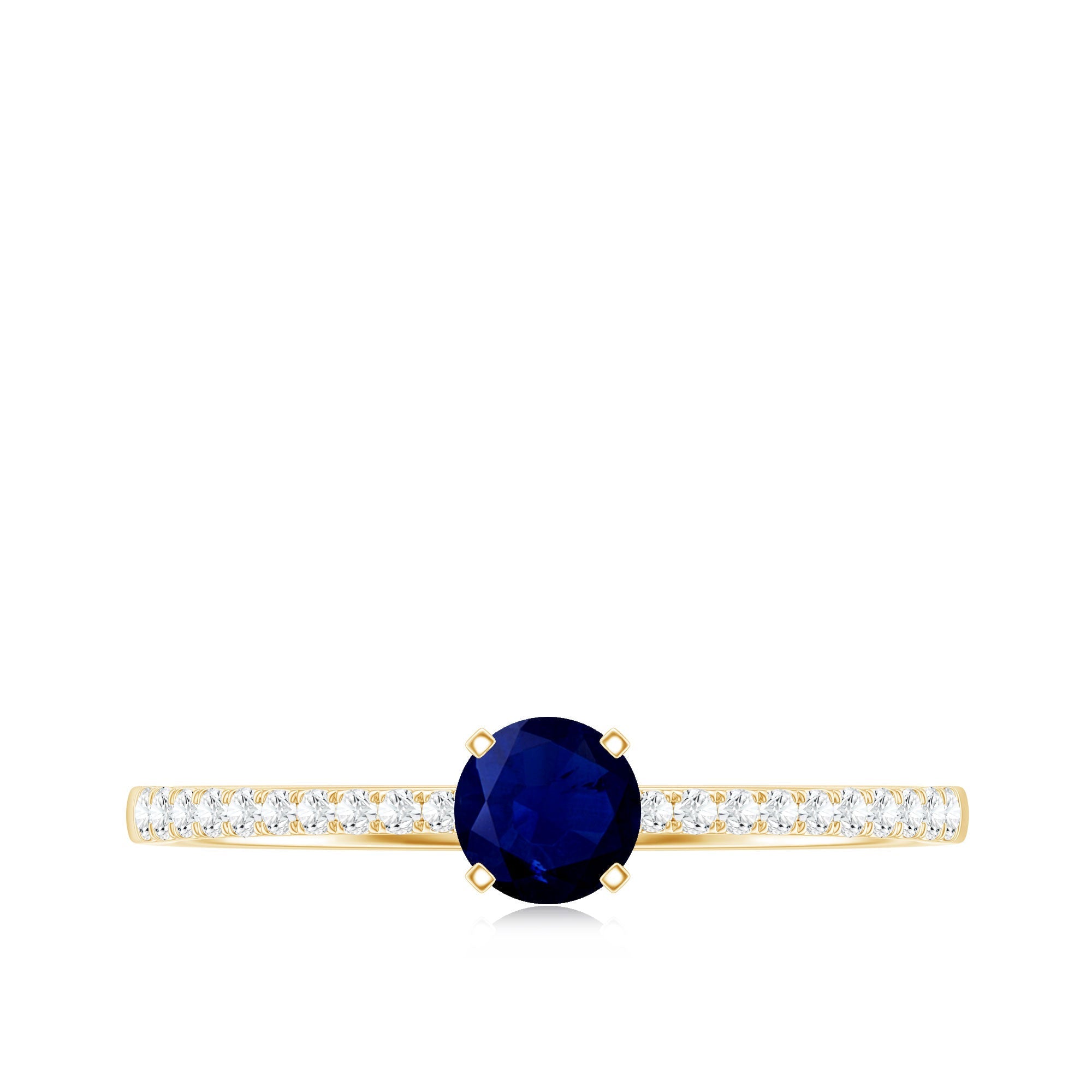 Real 0.9 Carat Blue Sapphire Promise Ring with Diamonds