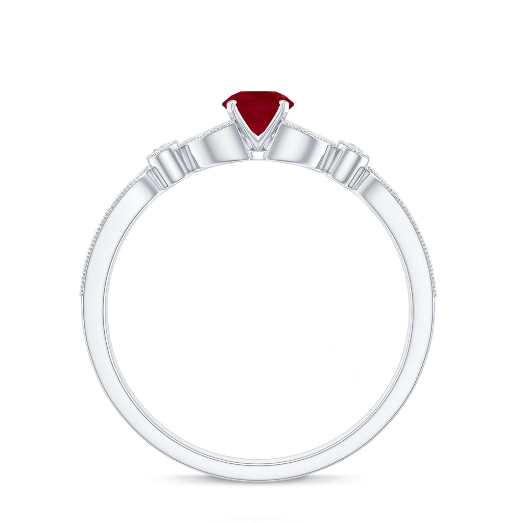 Vintage Style 0.6 Carat Ruby Diamond Engagement Ring for Women