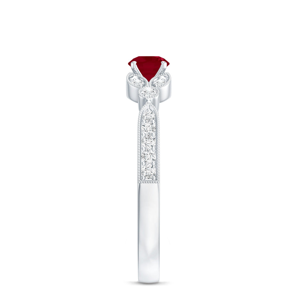 Vintage Style 0.6 Carat Ruby Diamond Engagement Ring for Women