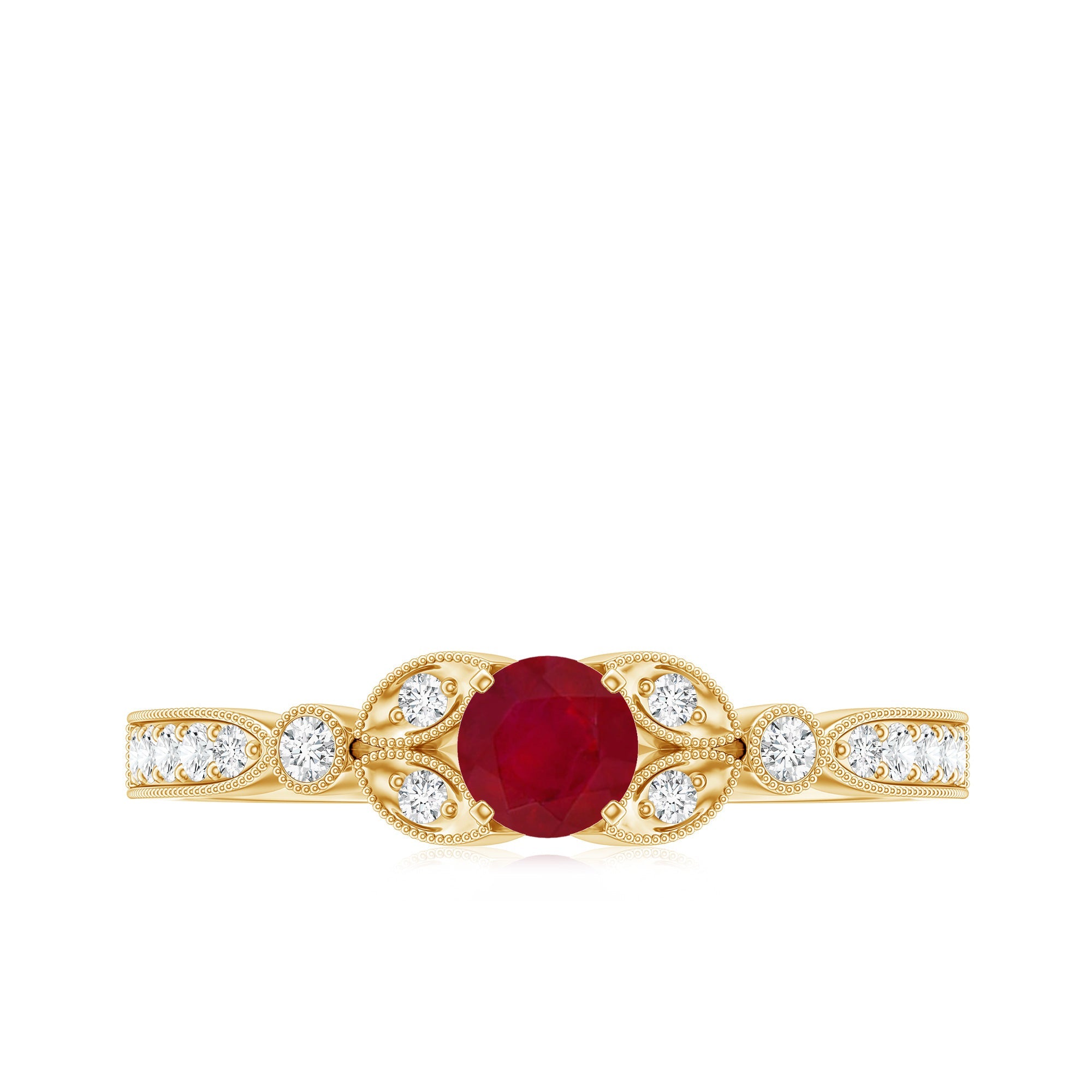 Vintage Style 0.6 Carat Ruby Diamond Engagement Ring for Women