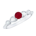 Genuine Ruby Vintage Inspired Engagement Ring with Diamond