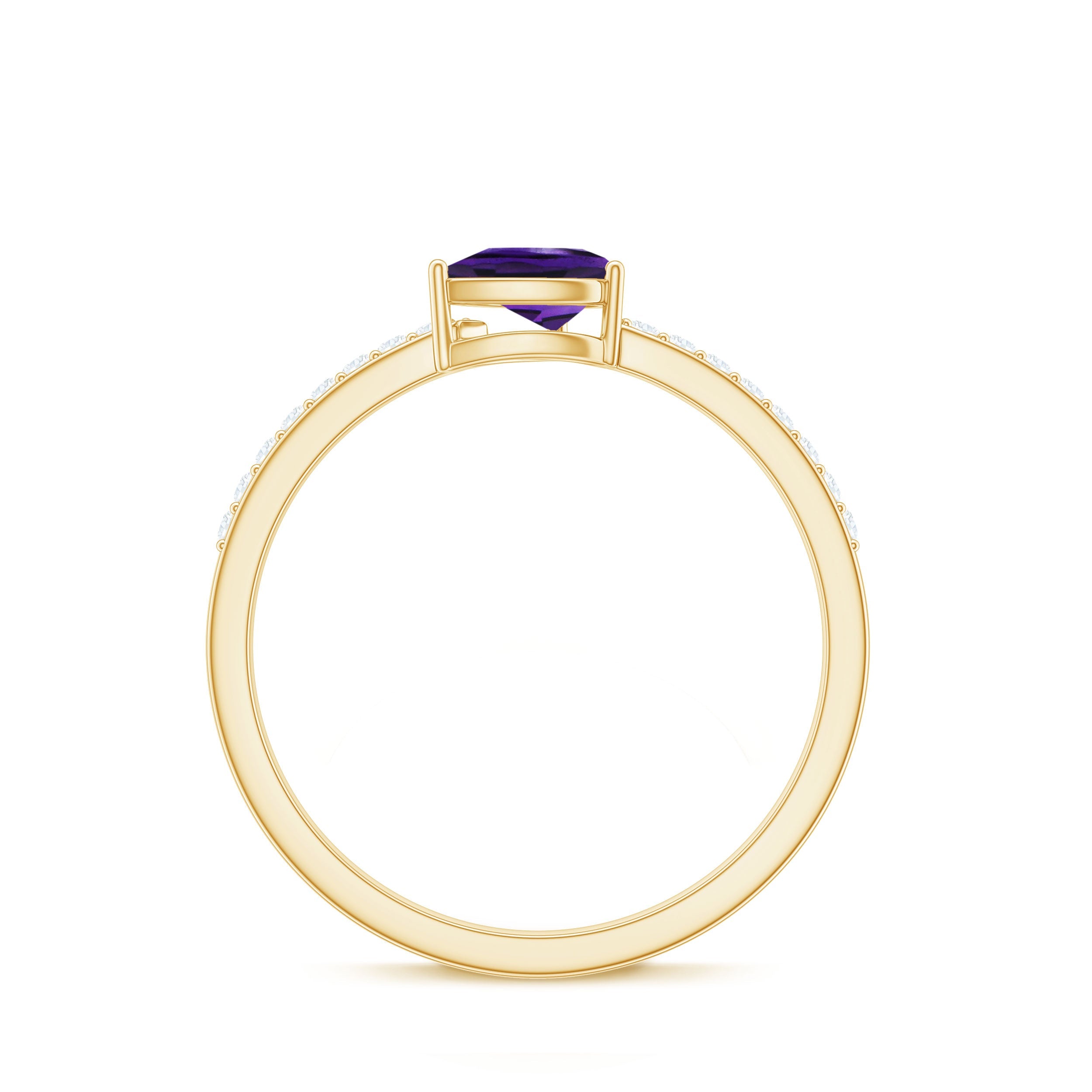 Natural 1 Carat Pear Shaped Amethyst Engagement Ring with Diamond