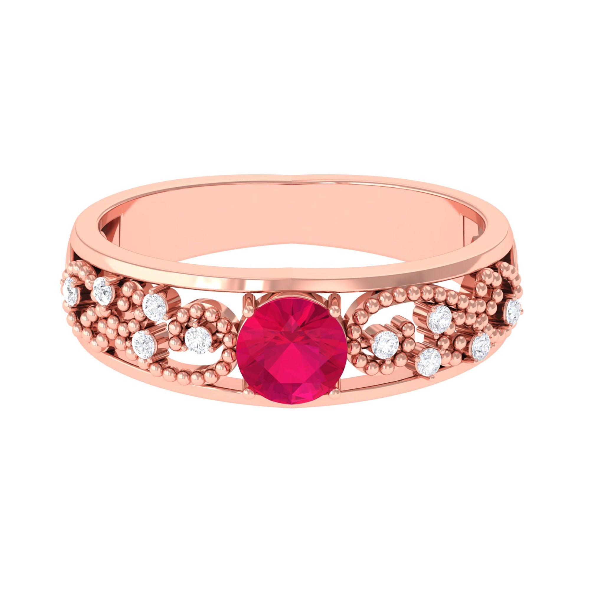 Natural 0.6 Carat Ruby Vintage Looking Engagement Ring with Diamond | Rings | Wiccan Center