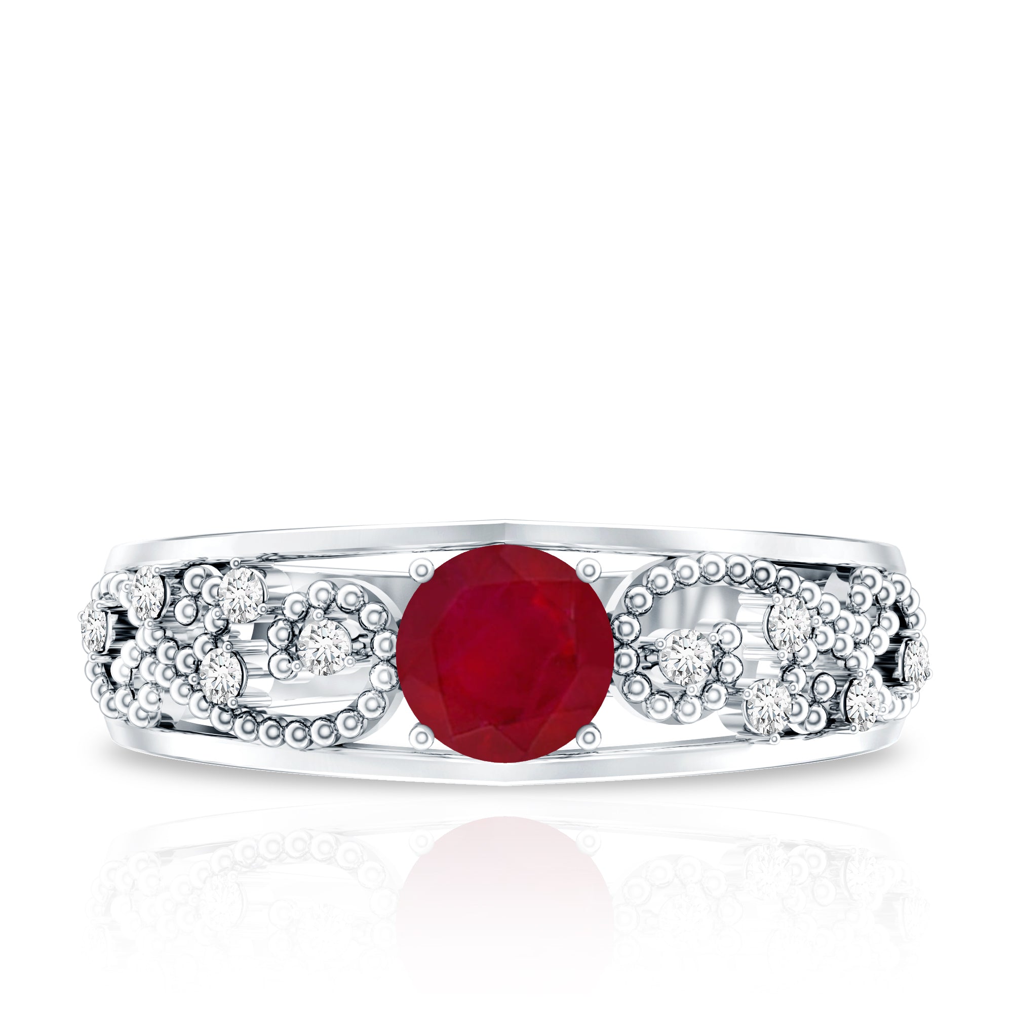 Natural 0.6 Carat Ruby Vintage Looking Engagement Ring with Diamond