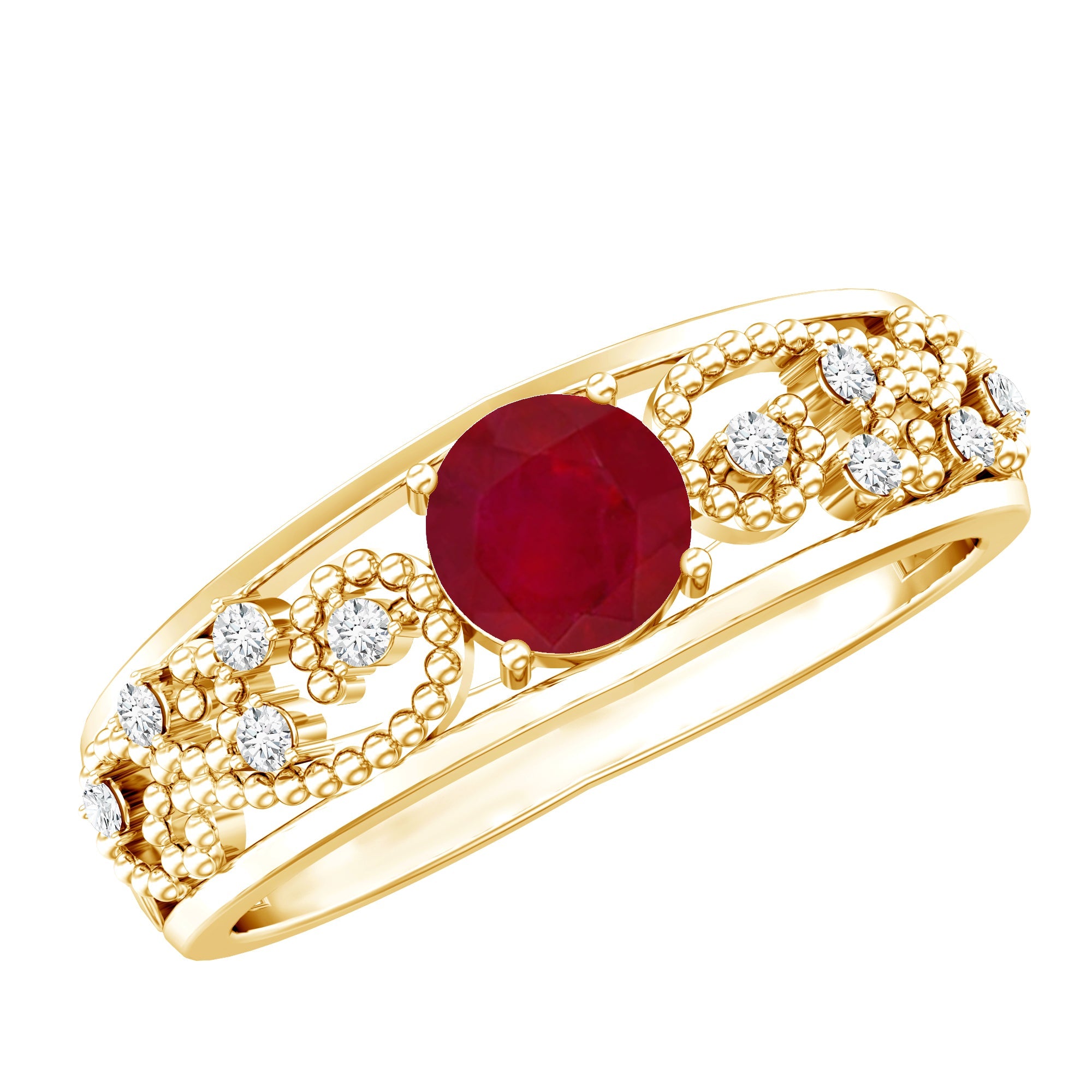 Natural 0.6 Carat Ruby Vintage Looking Engagement Ring with Diamond | Rings | Wiccan Center