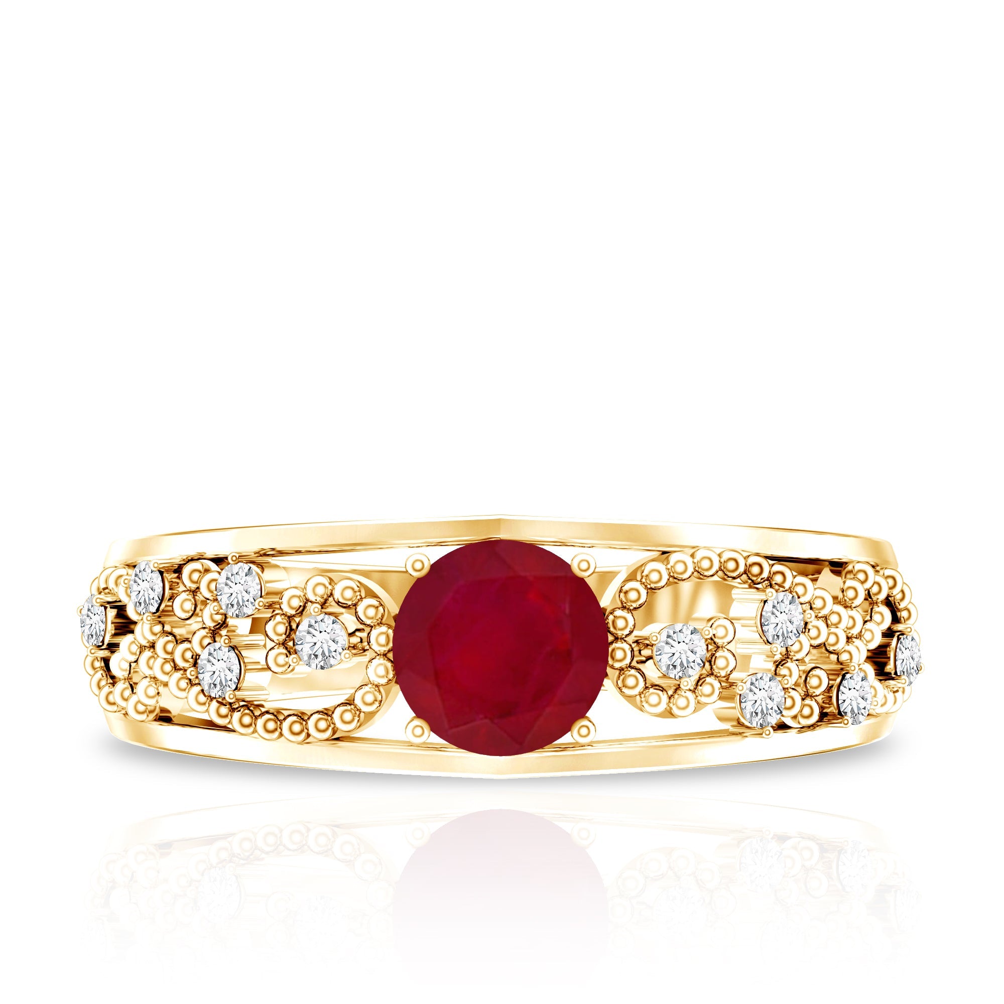 Natural 0.6 Carat Ruby Vintage Looking Engagement Ring with Diamond