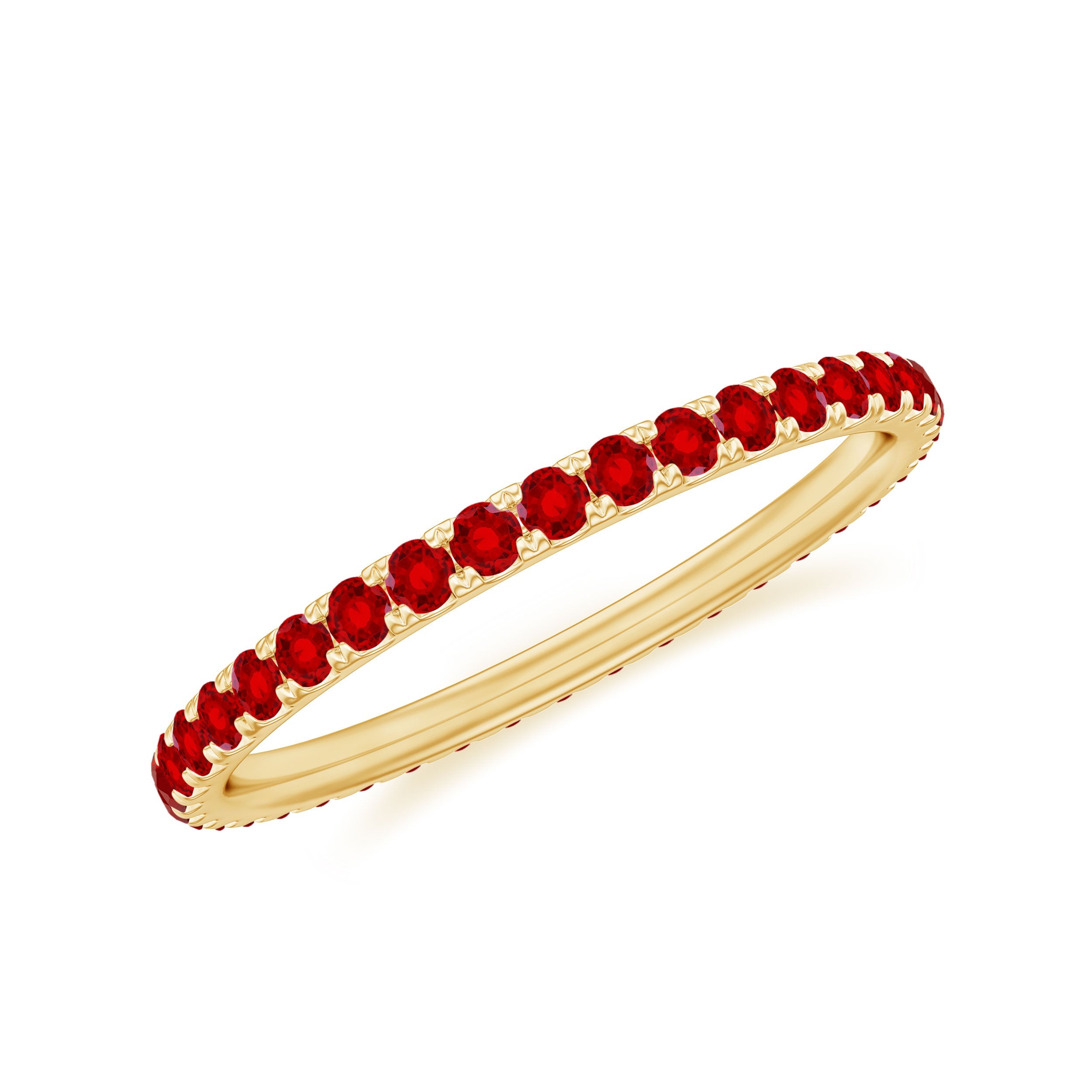 French Pave Set Lab Grown Ruby Stackable Eternity Band | Rings | Wiccan Center