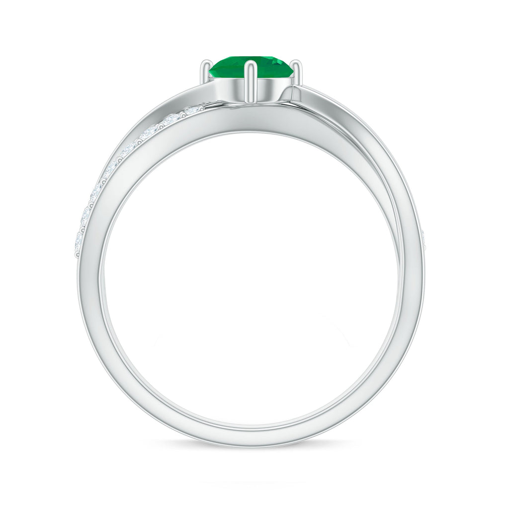 Real Emerald Infinity Promise Ring with Diamond