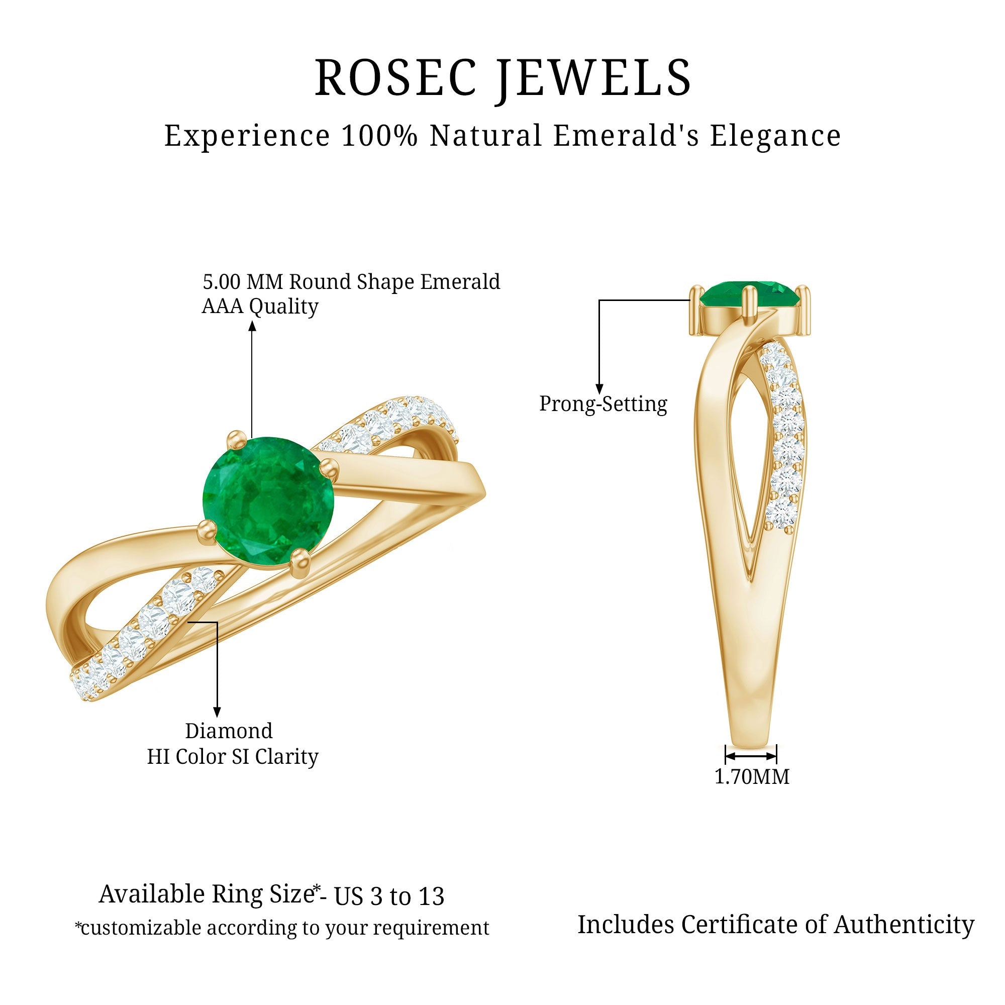 Real Emerald Infinity Promise Ring with Diamond