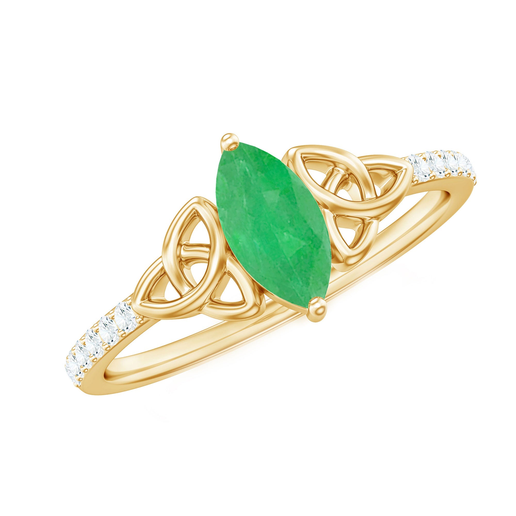 Marquise Cut Emerald Celtic Knot Engagement Ring with Diamonds | Rings | Wiccan Center