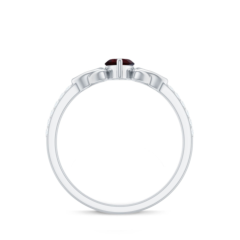 Real Garnet Diamond Marquise Engagement Ring with Celtic Knot