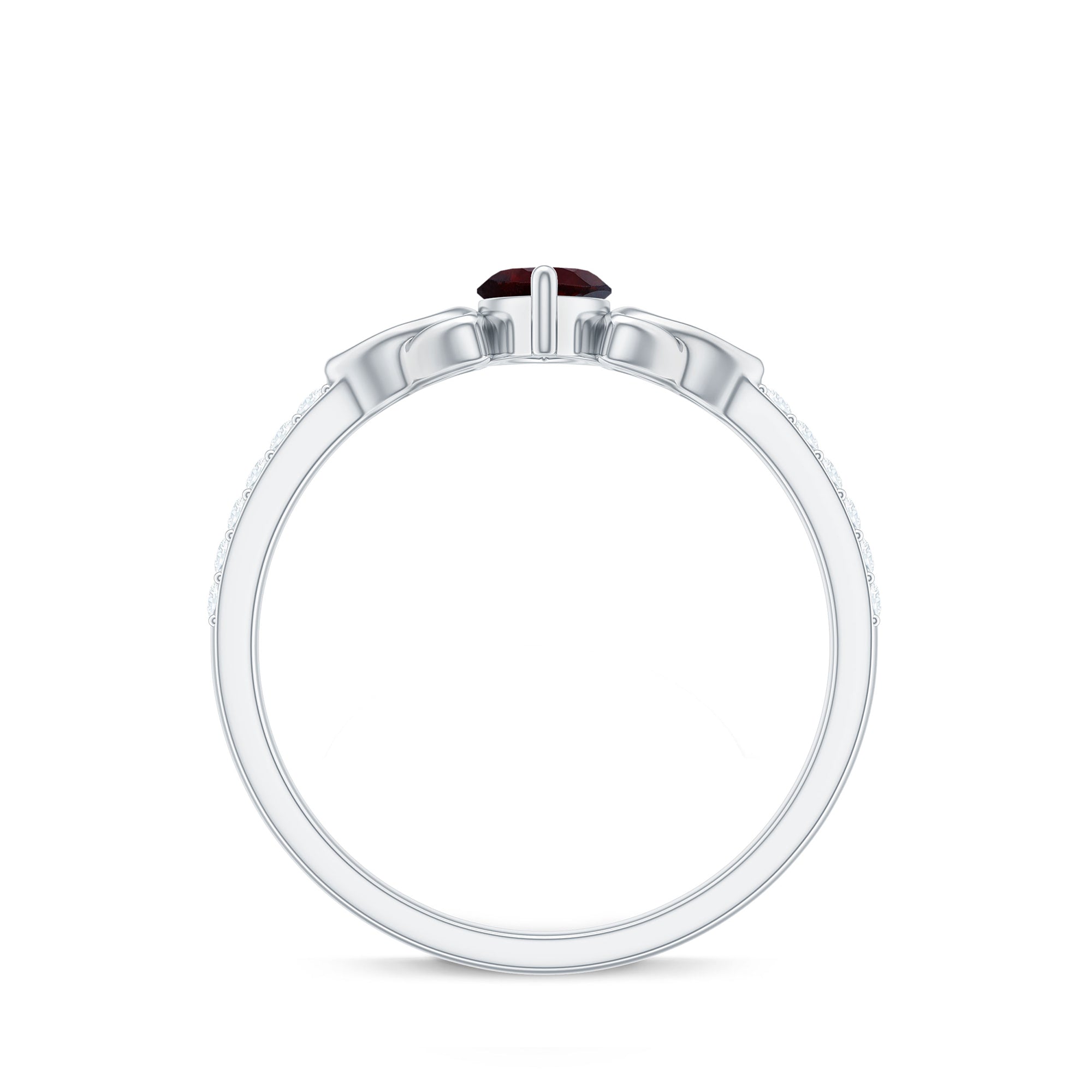 Real Garnet Diamond Marquise Engagement Ring with Celtic Knot