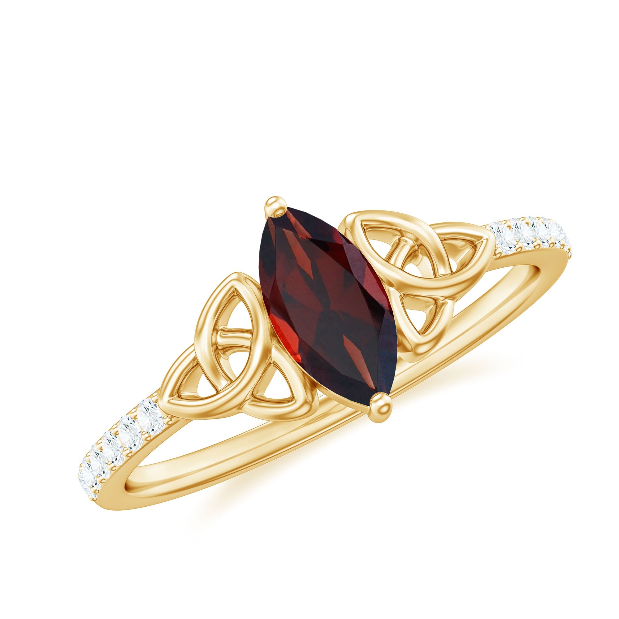 Real Garnet Diamond Marquise Engagement Ring with Celtic Knot | Rings | Wiccan Center