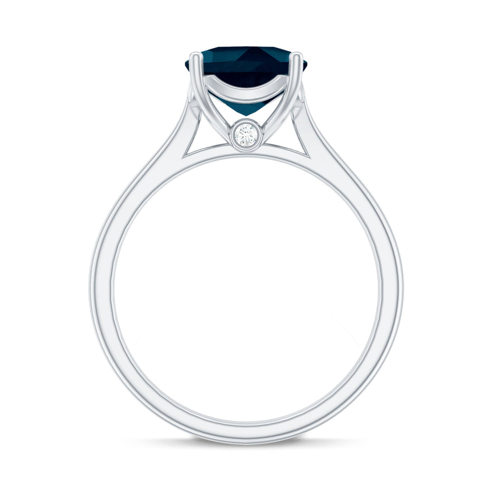Solitaire Cushion Cut London Blue Topaz Cathedral Engagement Ring