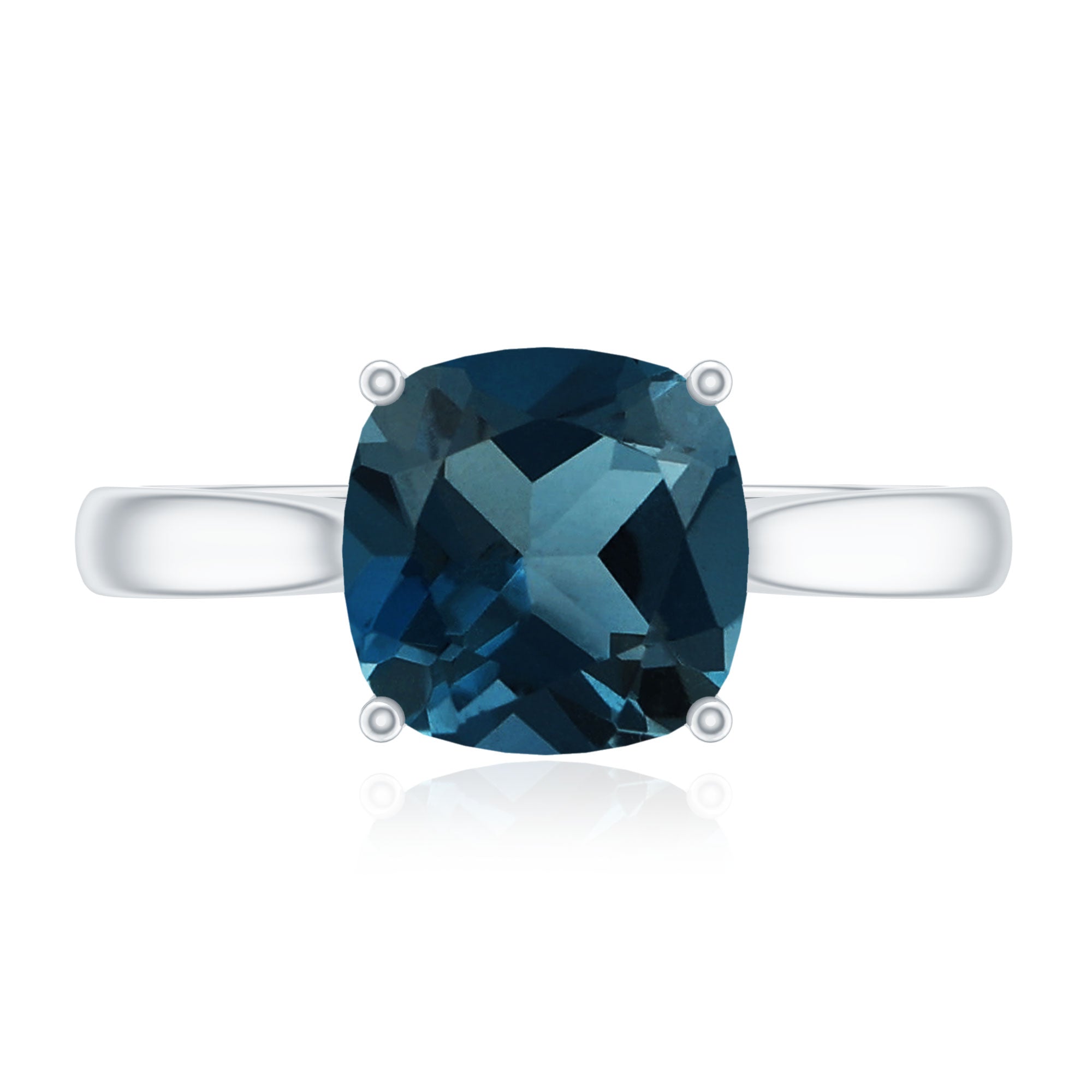 Solitaire Cushion Cut London Blue Topaz Cathedral Engagement Ring