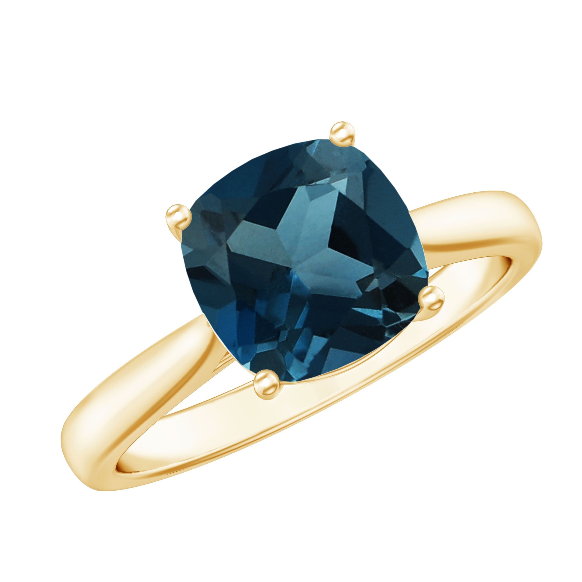 Solitaire Cushion Cut London Blue Topaz Cathedral Engagement Ring | Rings | Wiccan Center