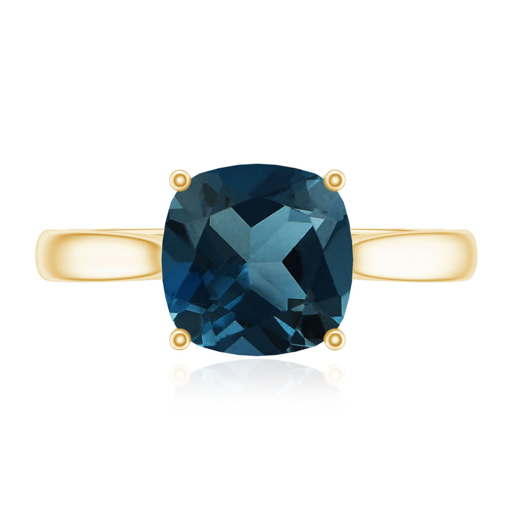 Solitaire Cushion Cut London Blue Topaz Cathedral Engagement Ring