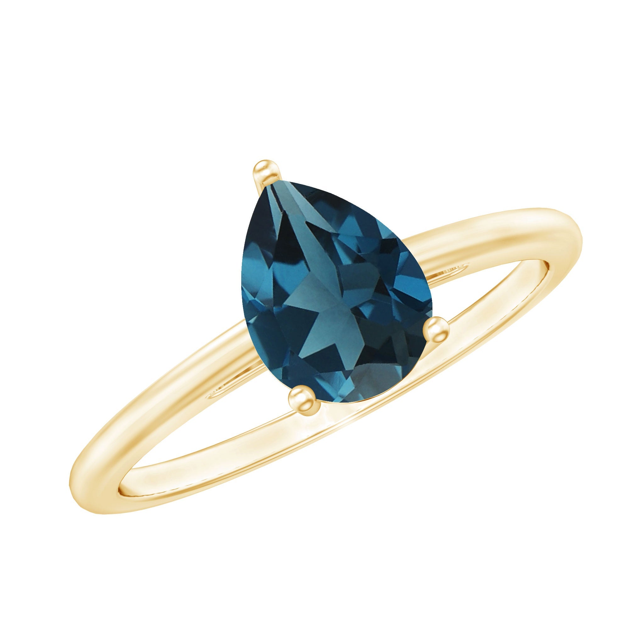 1 Carat Pear Shape London Blue Topaz Single Stone Engagement Ring | Rings | Wiccan Center