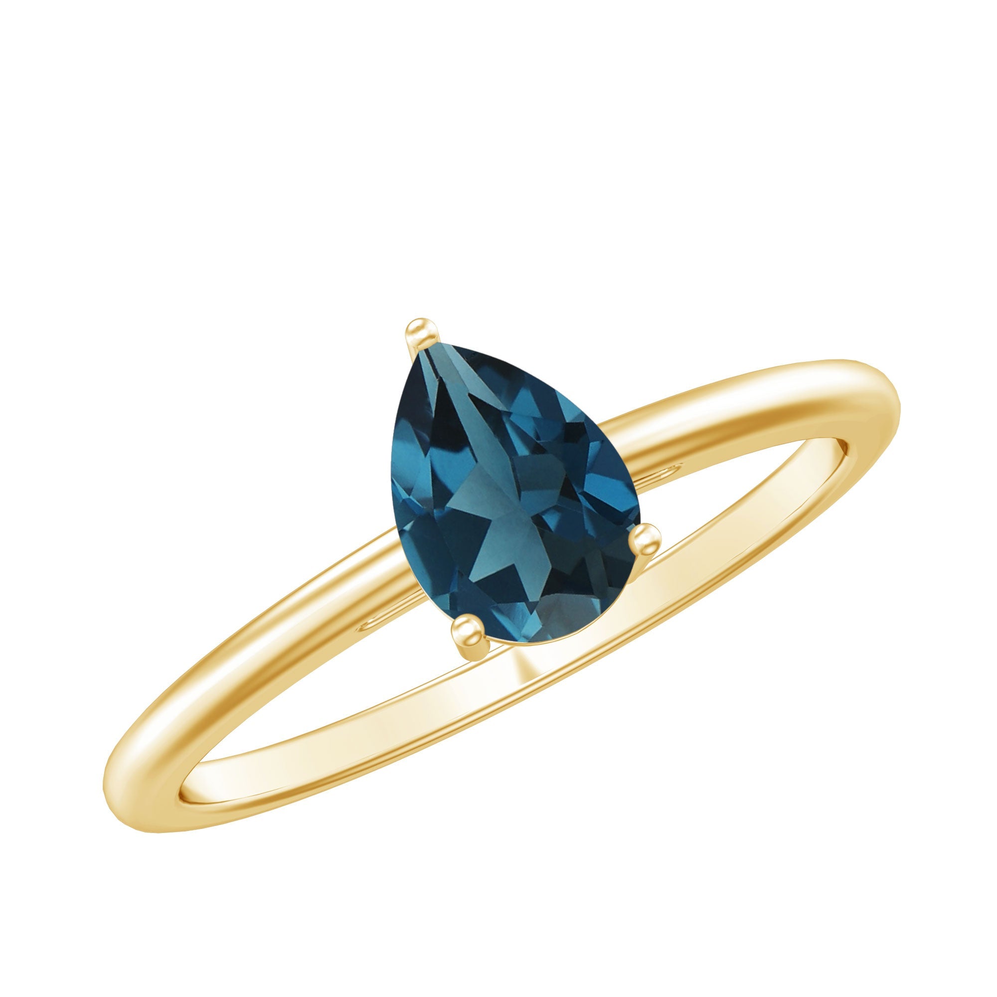0.7 Carat Pear Shaped London Blue Topaz Solitaire Ring | Rings | Wiccan Center