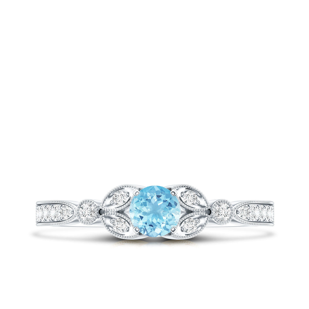 Natural Aquamarine Diamond Engagement Ring With Certificate
