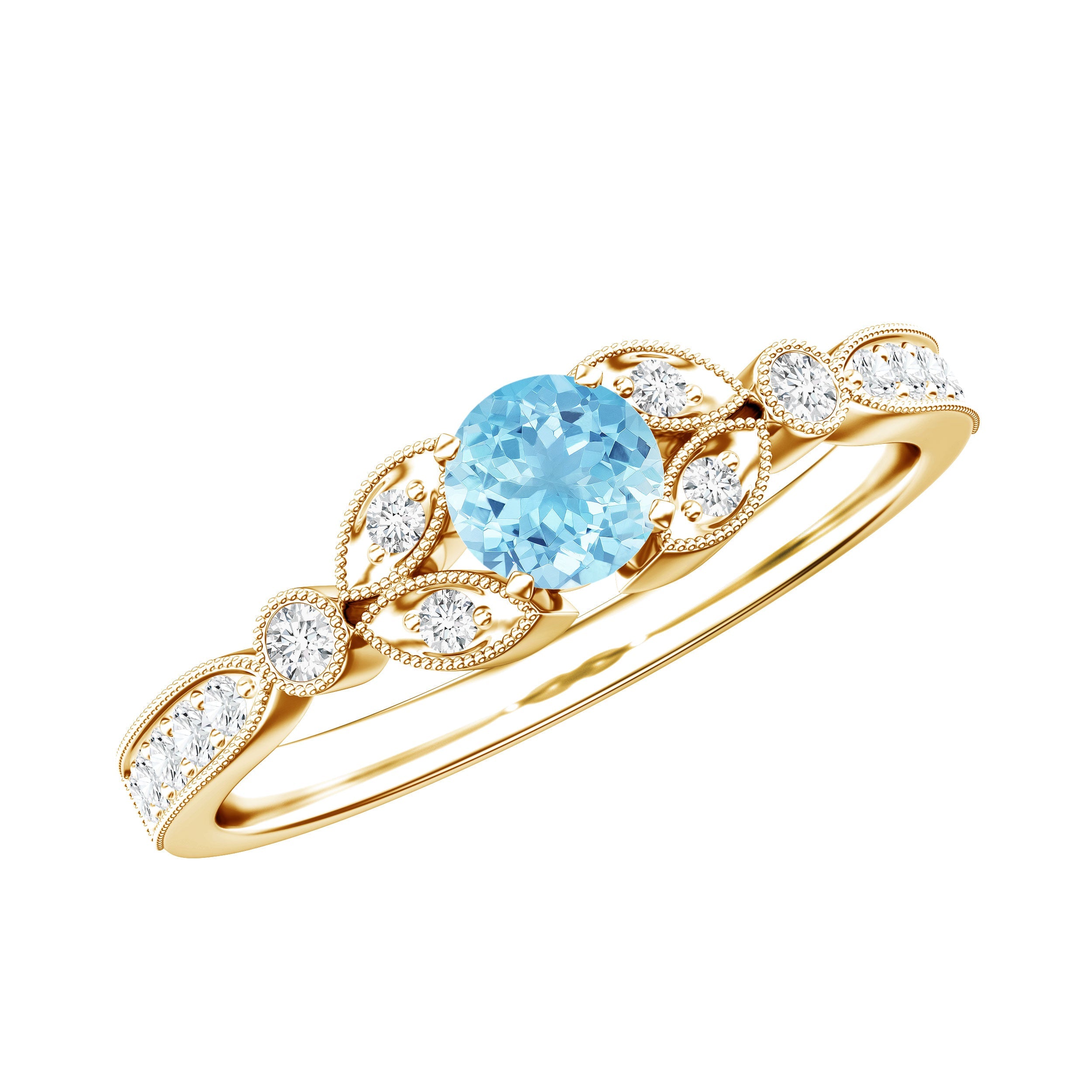 Natural Aquamarine Diamond Engagement Ring With Certificate | Rings | Wiccan Center
