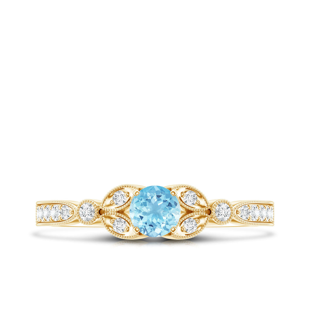 Natural Aquamarine Diamond Engagement Ring With Certificate