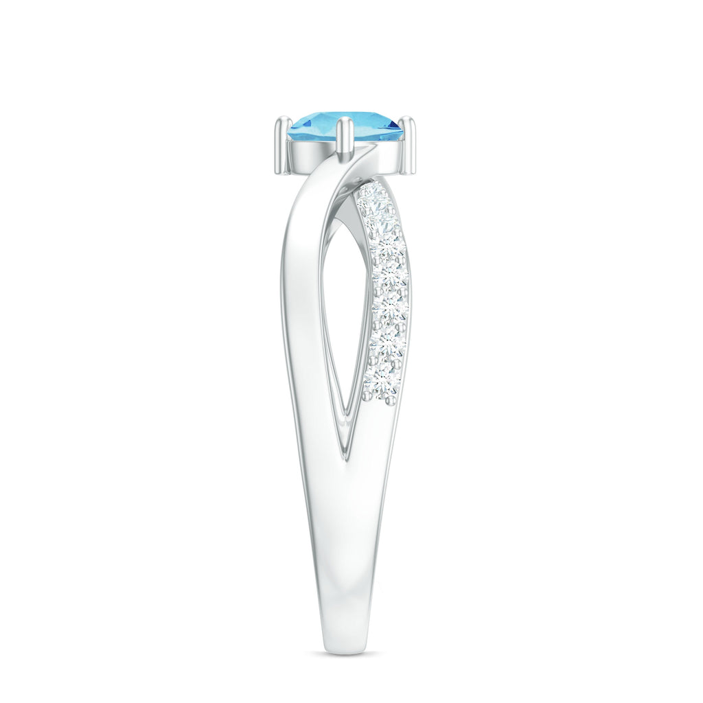 Genuine Aquamarine Engagement Ring with Diamond Infinity Shank