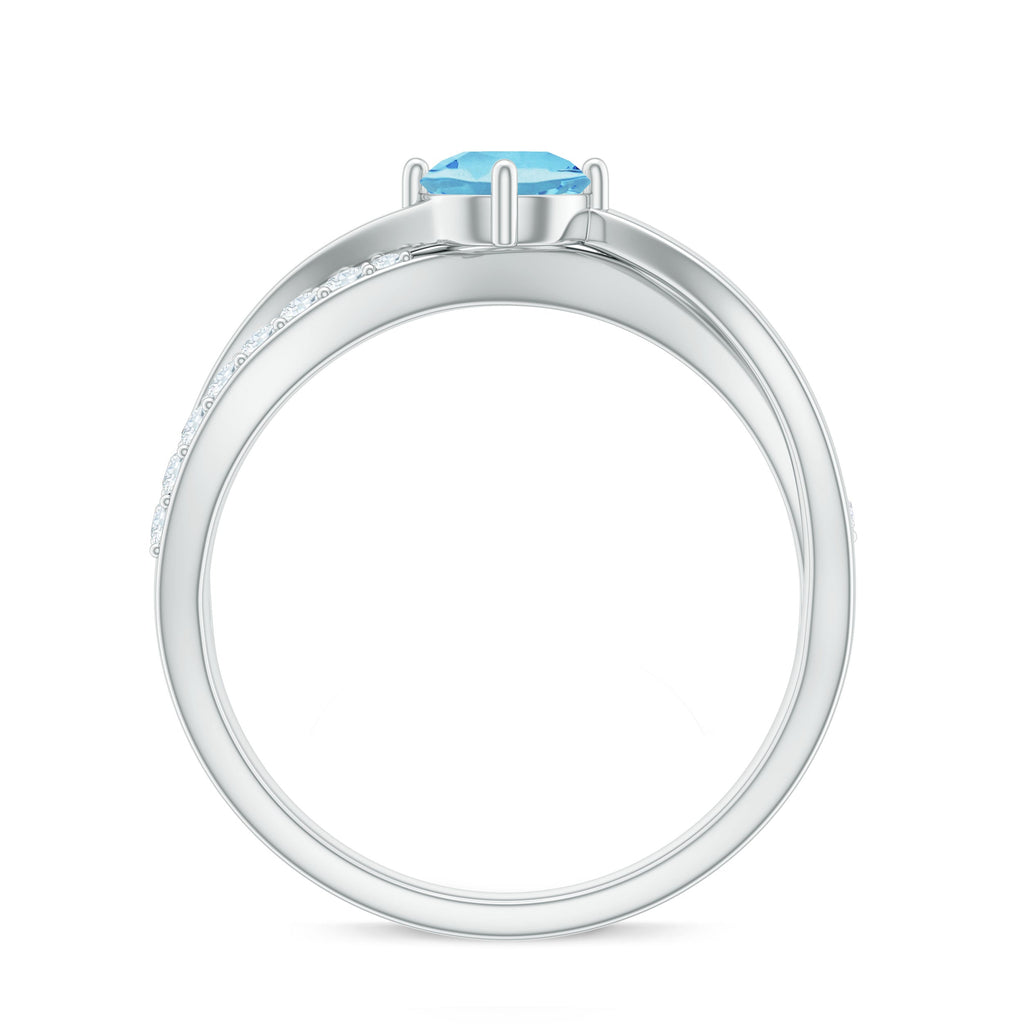 Genuine Aquamarine Engagement Ring with Diamond Infinity Shank