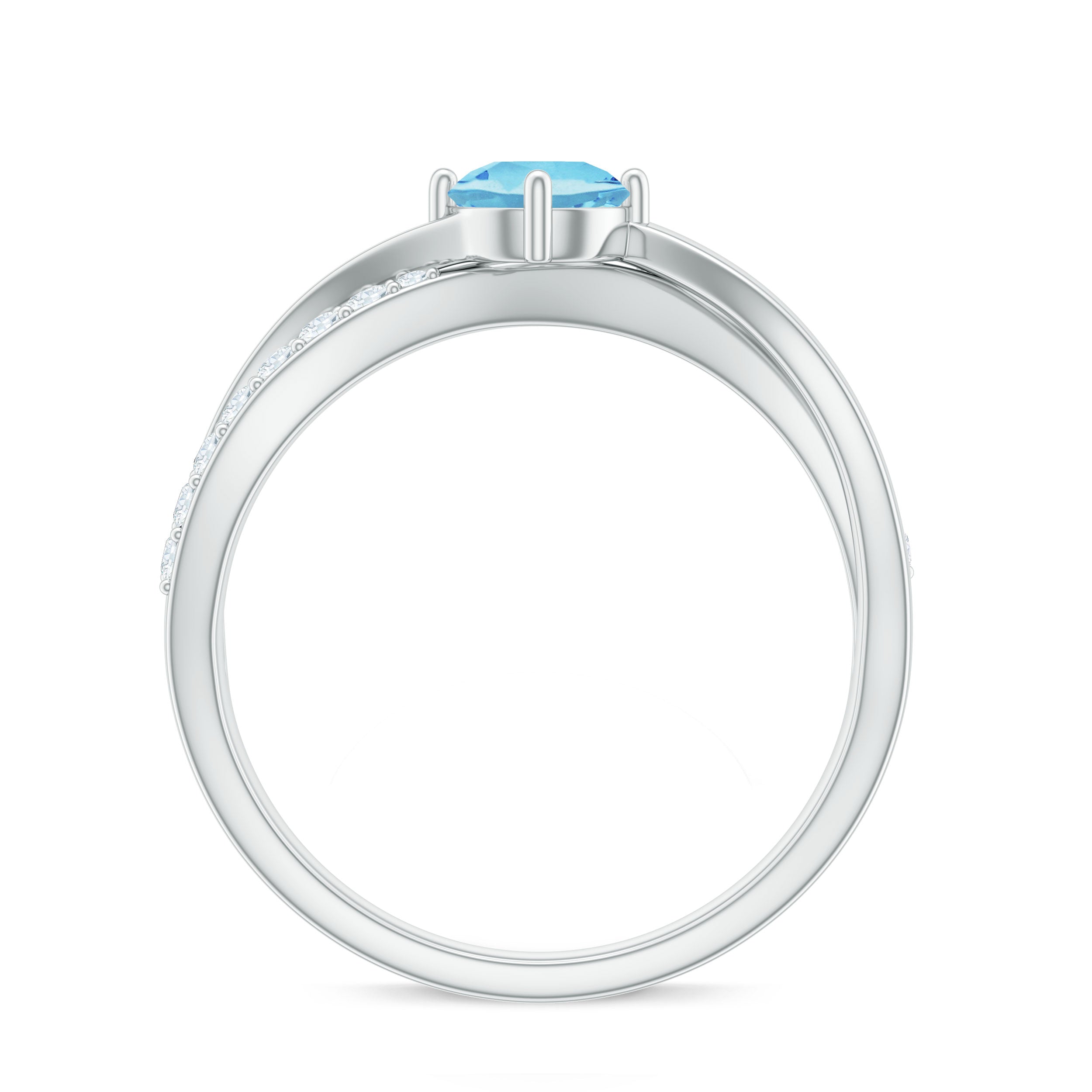 Genuine Aquamarine Engagement Ring with Diamond Infinity Shank