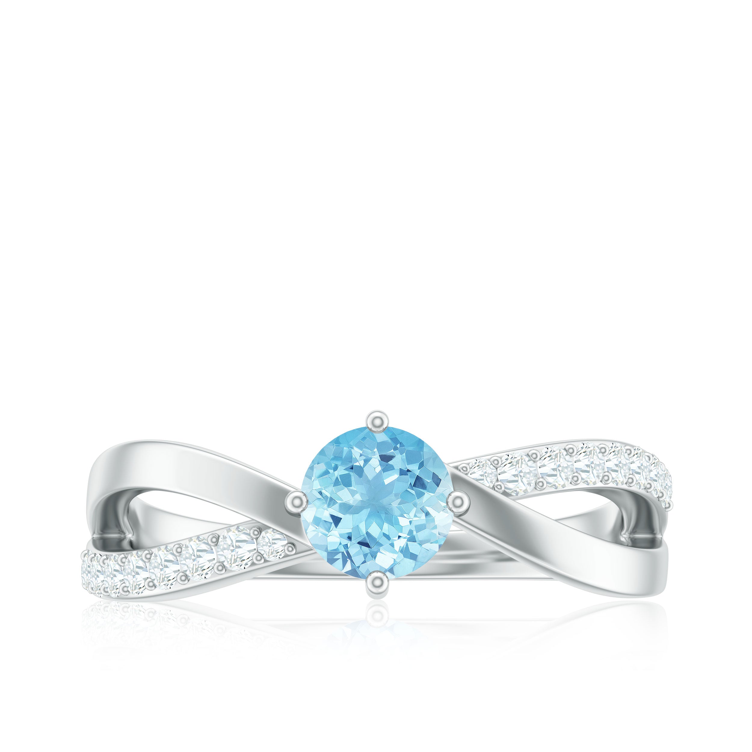 Genuine Aquamarine Engagement Ring with Diamond Infinity Shank