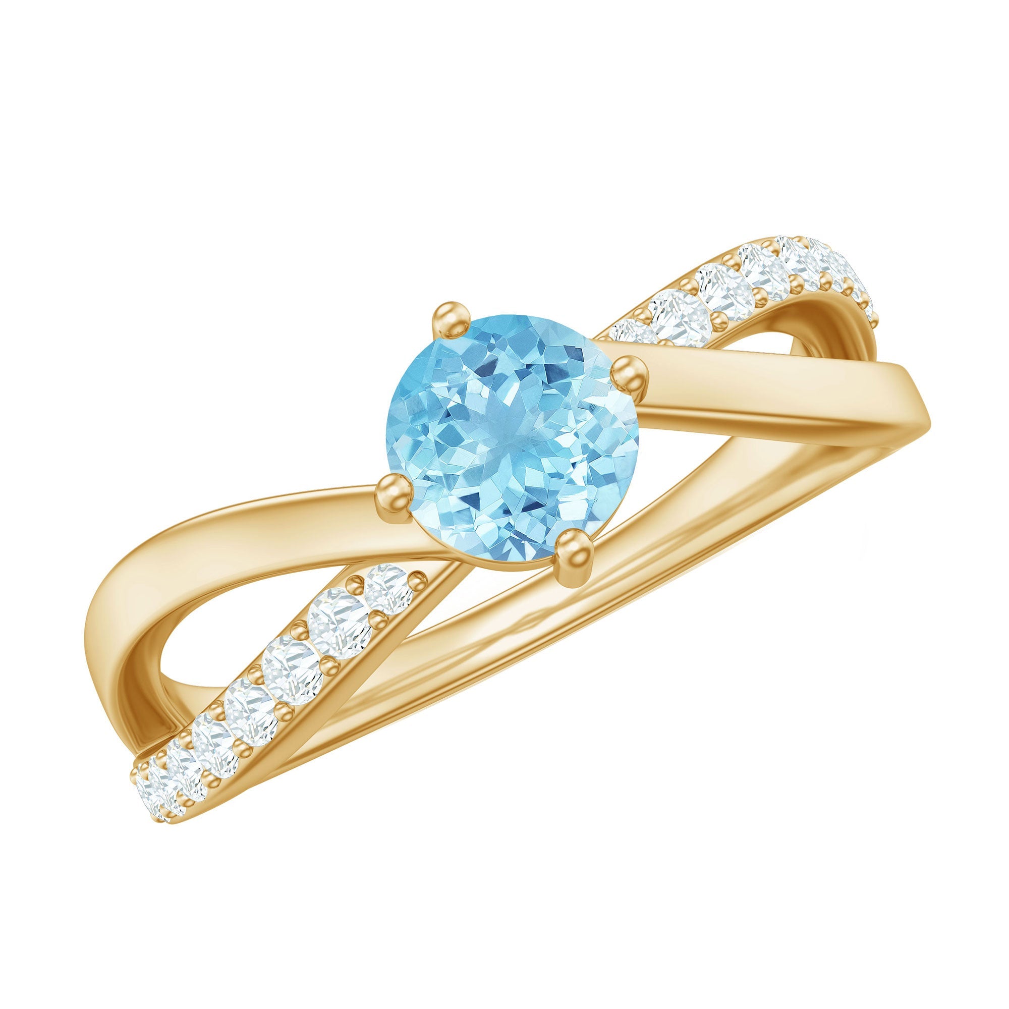 Genuine Aquamarine Engagement Ring with Diamond Infinity Shank | Rings | Wiccan Center