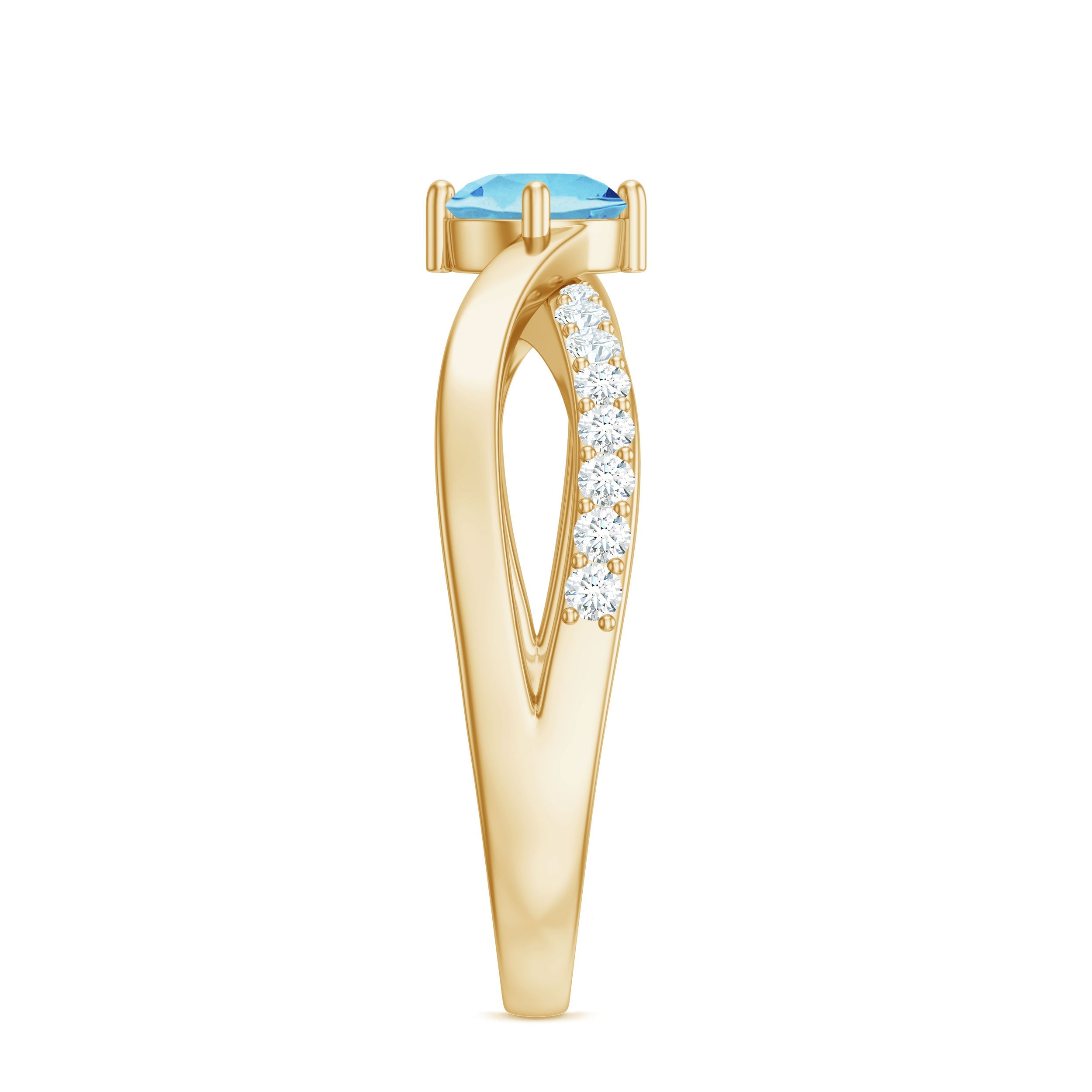 Genuine Aquamarine Engagement Ring with Diamond Infinity Shank
