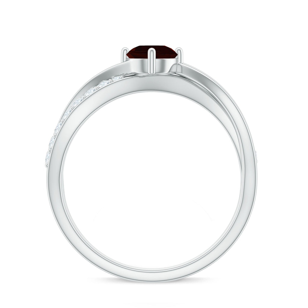 Natural Garnet Engagement Ring with Diamond Infinity Shank