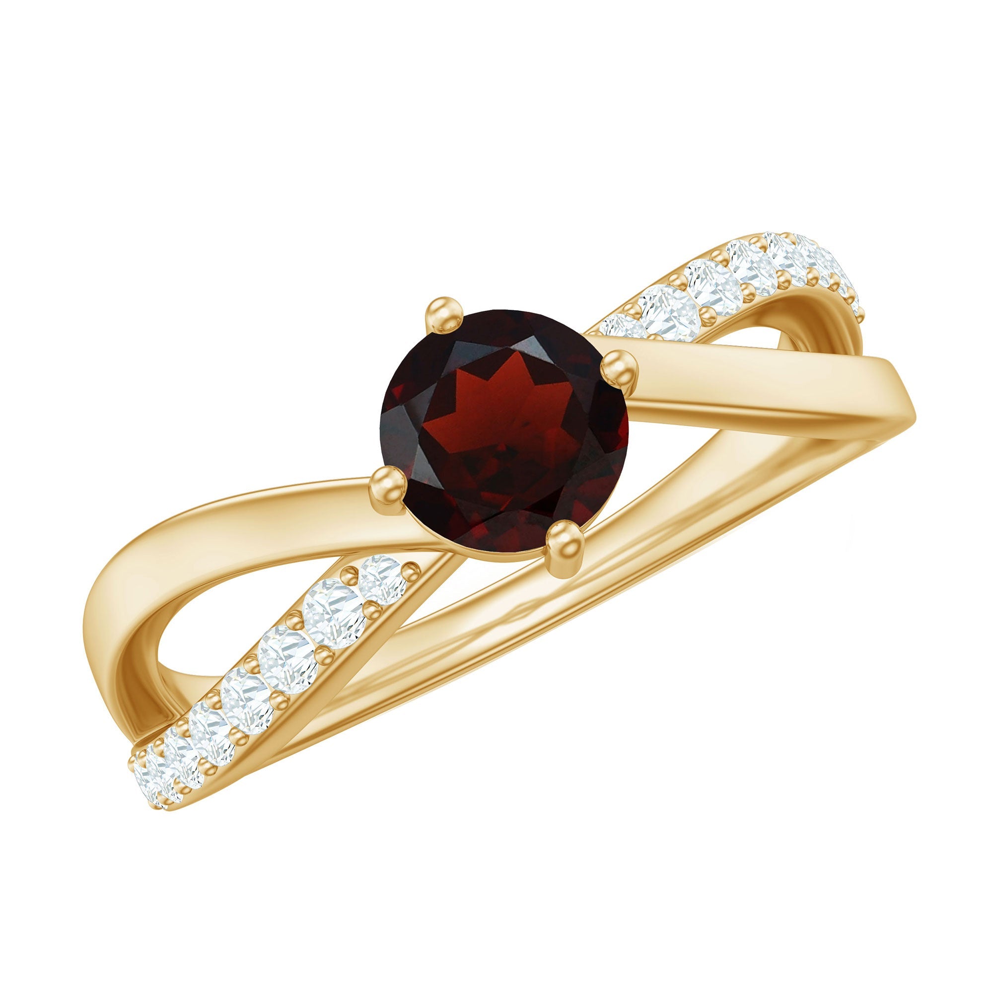 Natural Garnet Engagement Ring with Diamond Infinity Shank | Rings | Wiccan Center