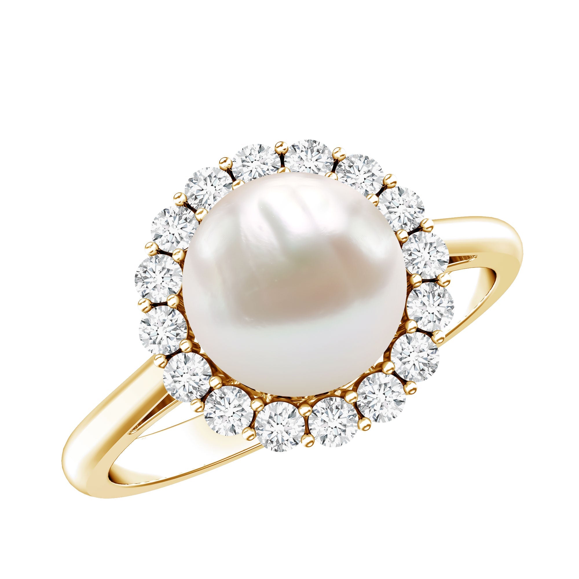 Real 7.4 Carat Freshwater Pearl Engagement Ring with Diamond Halo | Rings | Wiccan Center
